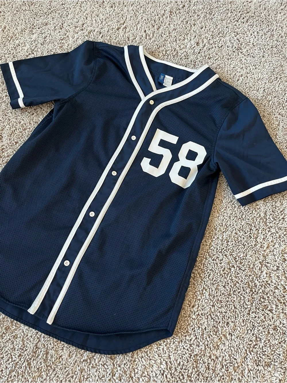 Divided Navy and White Baseball Jersey Top for Kids